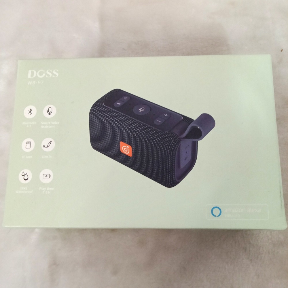 DOSS WB-97 Portable Bluetooth Speaker Black Alexa Enabled IPX6 Waterproof
